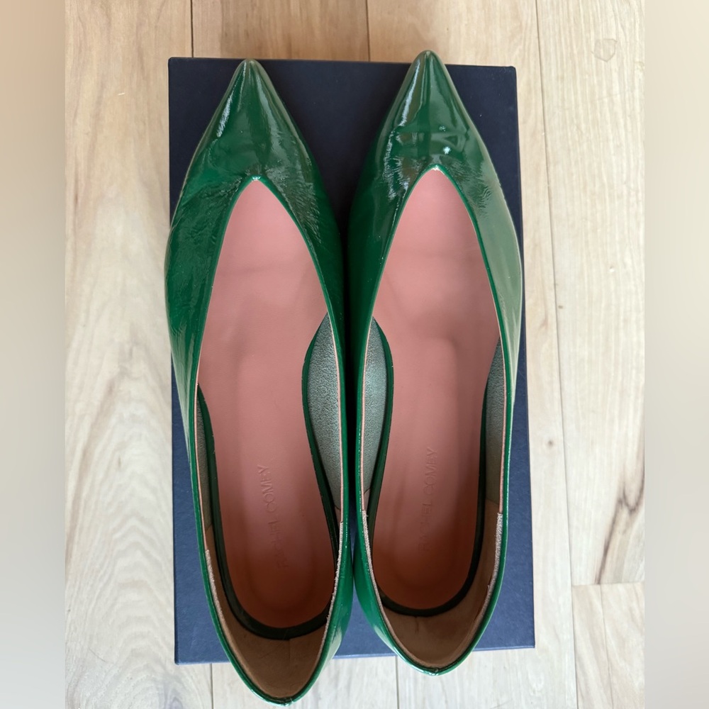 Rachel Comey New Green Patent Leather flats. New in box never worn.